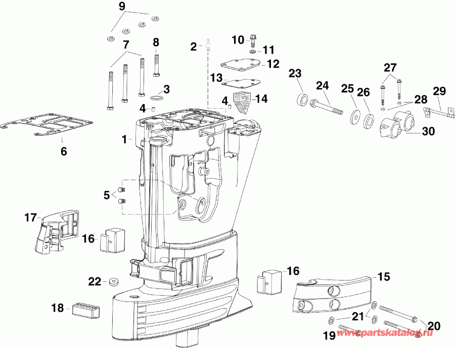 ��������� ����� Evinrude E50DPLSDA  - haust Housing / haust ������