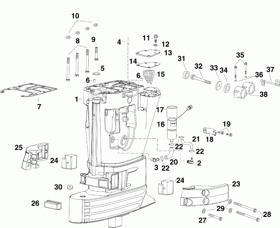 ��������� Evinrude E60DPLSDA  - haust Housing - haust ������