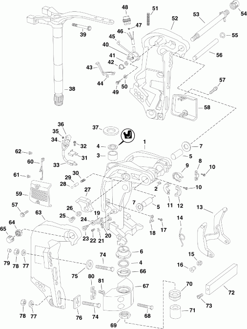 ��������� ��������� EVINRUDE E90DPXSDA  - ivel Bracket / ivel ���������
