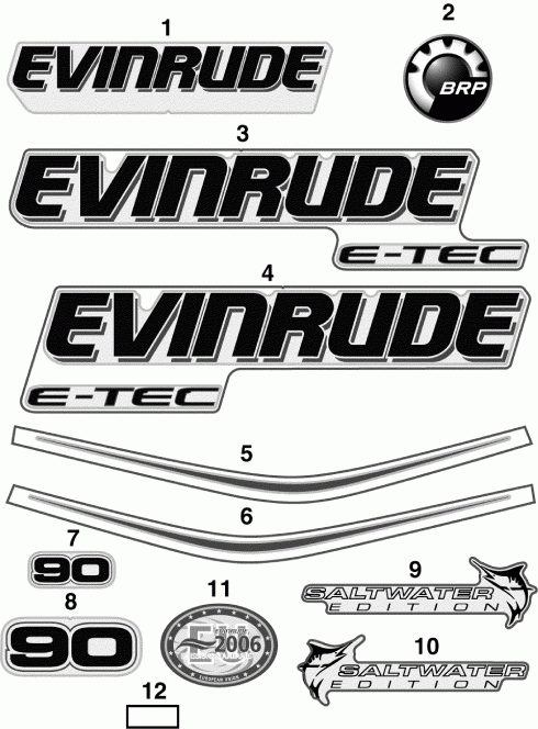 �������� ��������� ����� EVINRUDE E90DSLSDR  - cals White Models