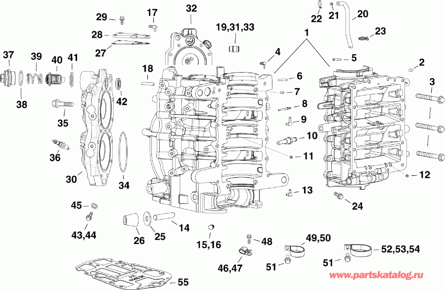  Evinrude E115DPLSUC  - linder & Crankcase / linder & ������ ���������
