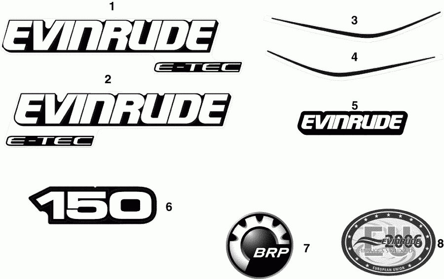   EVINRUDE E150DBXSUF  - cals / cals
