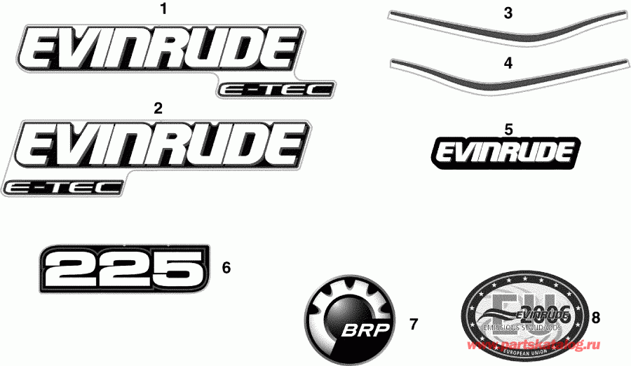 �������� ��������� ����� EVINRUDE E225DPLSUG  - cals - cals