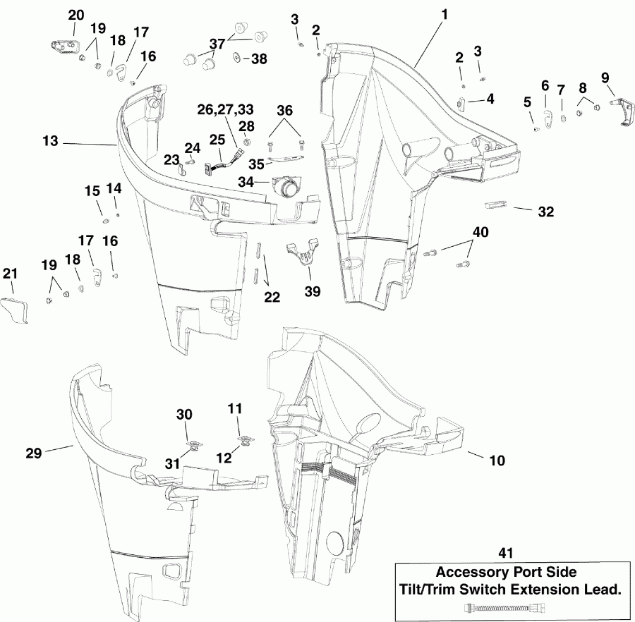 ��������� �������� ����� Evinrude E225DPXSUG  - wer ������ ��������� (�����) - wer Engine Cover