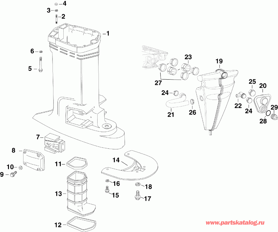 ��������� Evinrude E250DPZSUA  - haust Housing & Muffler - haust ������ & Muffler