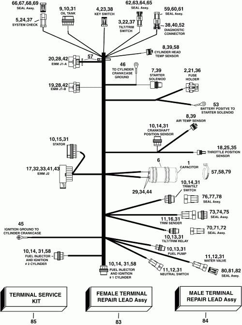 ��������� ����� EVINRUDE E40DPLSUM  - gine ��������� - ���� �������� - gine Electrical Harness