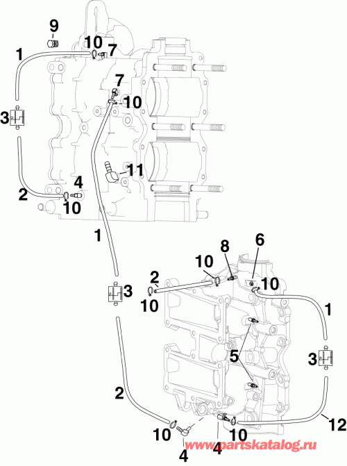  ������� E60DPLSUM  - linder / ������ ��������� Fittings & Oil Recirculation �����s - linder/crankcase Fittings & Oil Recirculation Hoses