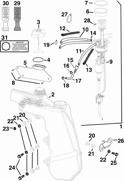 ��������� �������� ����� EVINRUDE E90DPLSUM  - l Tank & Pump - l Tank & �����