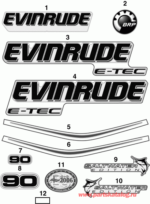 ��������� ��������� EVINRUDE E90DSLSUA  - cals ����� Models