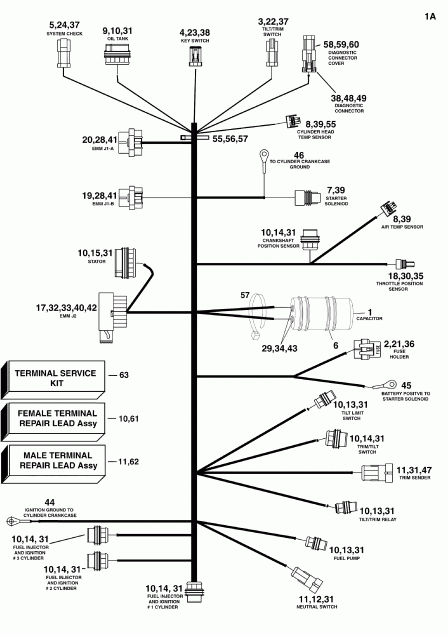 ��������� ��������� EVINRUDE E90DSLSUA  - gine ��������� - ���� �������� / gine Electrical Harness