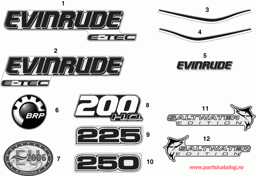 ��������� ����� EVINRUDE E225HSLSCF  - cals