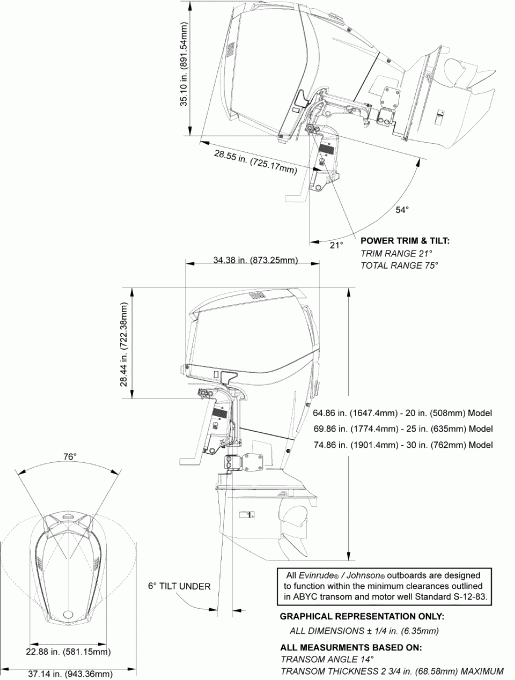    Evinrude E250DPXSCH  - ofile Drawing / ofile Drawing