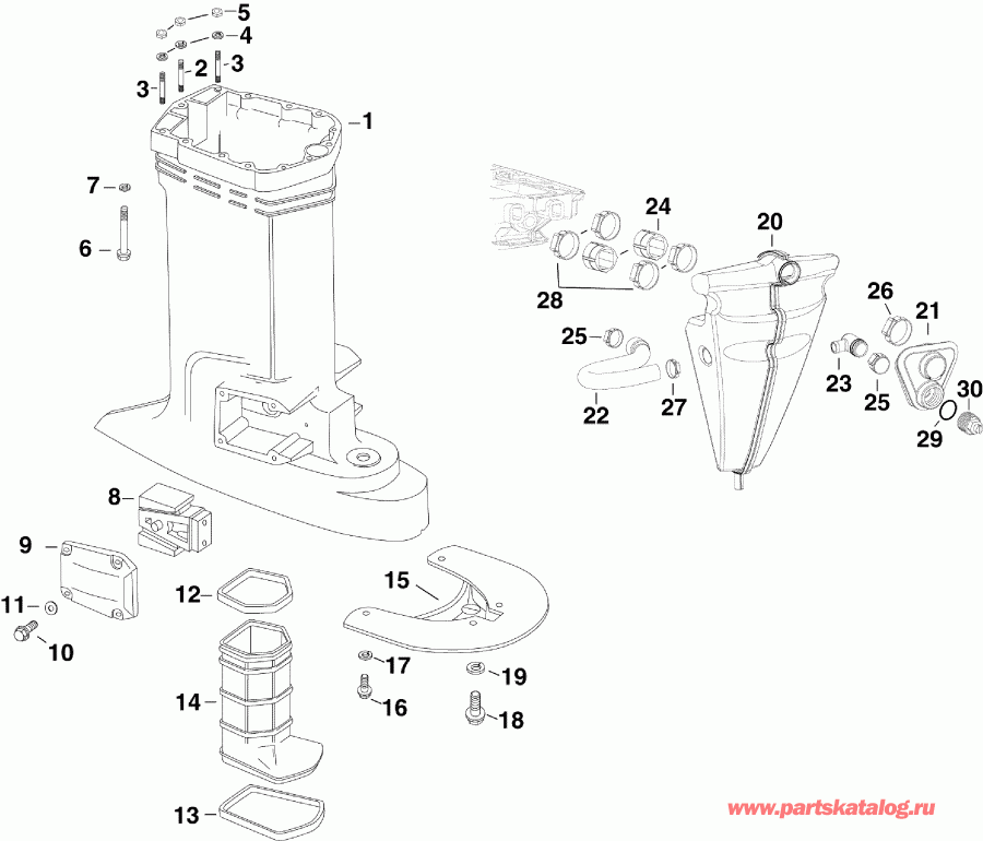�������� ��������� ����� EVINRUDE E250DPZSCH  - haust ������ & Muffler