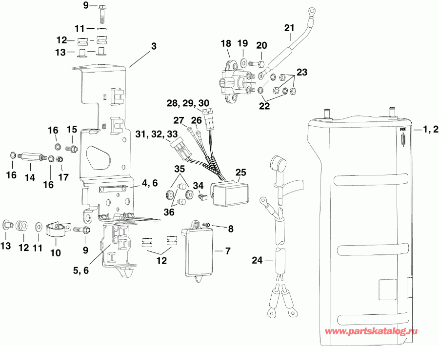 ��������� �������� ����� Evinrude E250DPZSCM  - ectrical Bracket & Components / ectrical ��������� & Components
