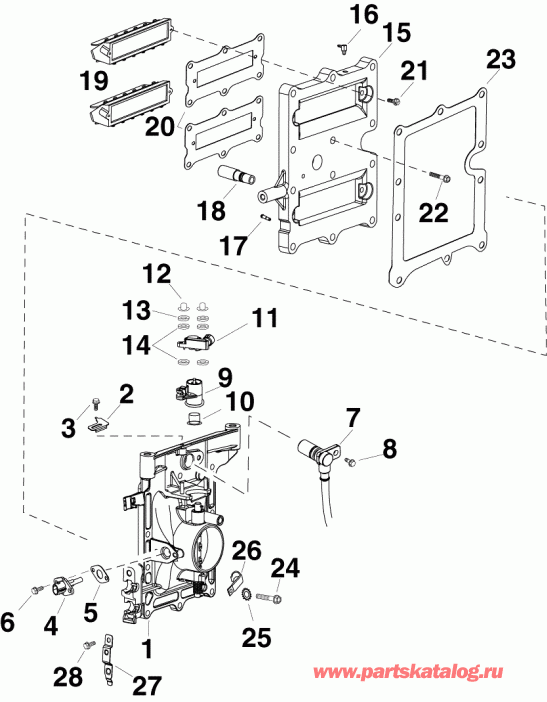��������� ��������� Evinrude E60DPLSCB  - take Manifold Assembly / take ��������� Assembly