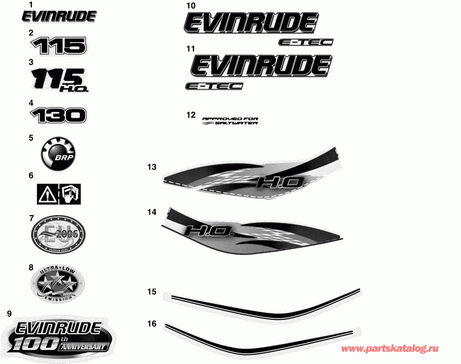 ��������� �������� ����� Evinrude E115DPXSEF  - cals - cals