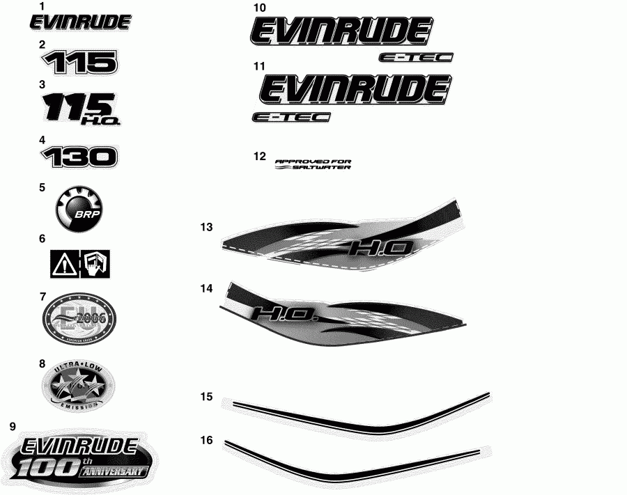 �������� ��������� ����� Evinrude E130DCXSES  - cals