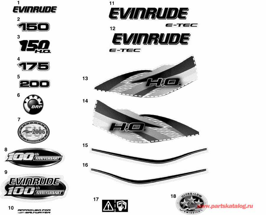 �������� ����� Evinrude E150DPXSEA  - cals / cals