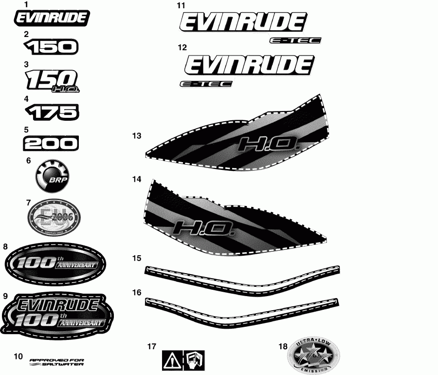  EVINRUDE E200DPLSEM  - cals / cals