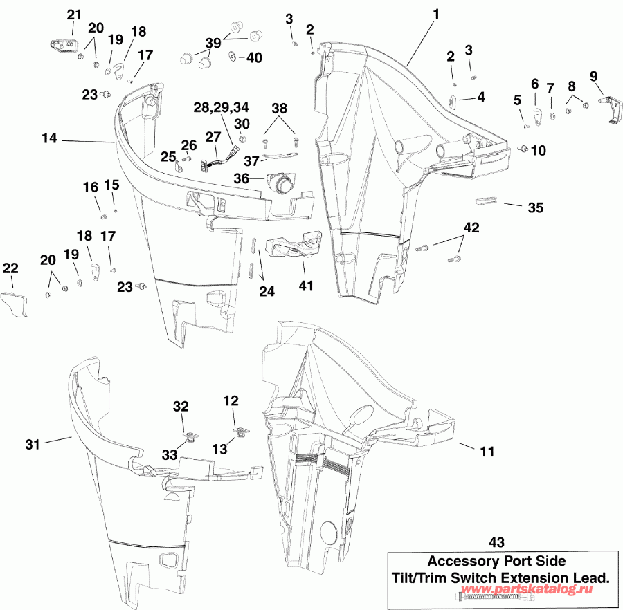 ��������� EVINRUDE E250DCZSEB  - wer Engine Cover
