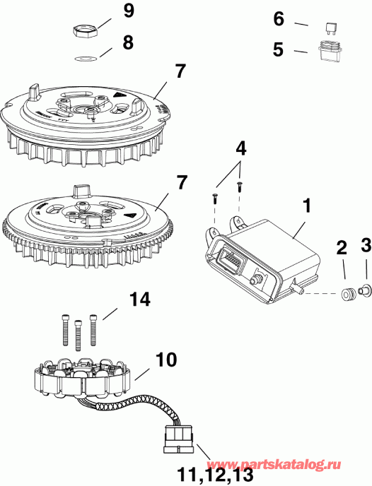 ����� Evinrude E25DELSES  - m, Stator, Flywheel