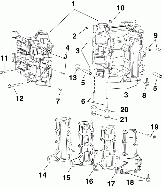 �������� ����� EVINRUDE E25DRLSES  - linder / ������ ��������� - linder/crankcase