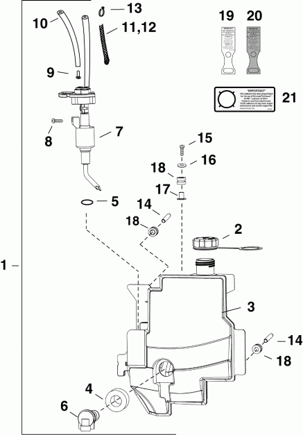 ��������� ����� EVINRUDE E25DTELSES  - l Tank & ����� - l Tank & Pump