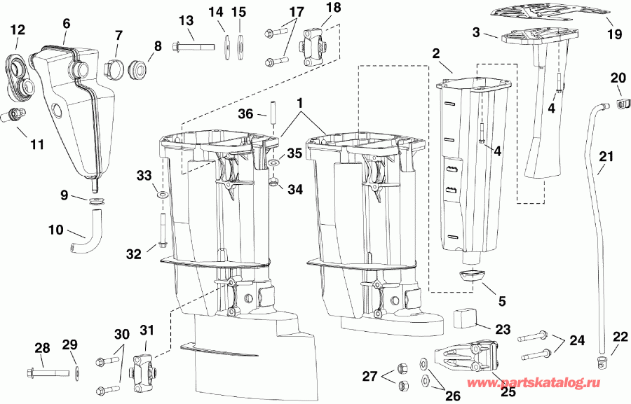 ��������� ��������� Evinrude E25DTLSES  - haust ������