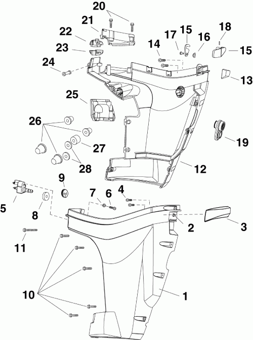  Evinrude E25DTLSES  - wer ������ ��������� (�����) - wer Engine Cover