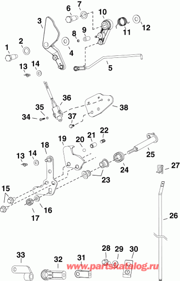 ��������� �������� ����� EVINRUDE E30DTELSES  - rottle & Shift Linkage / rottle & ������������� ���������