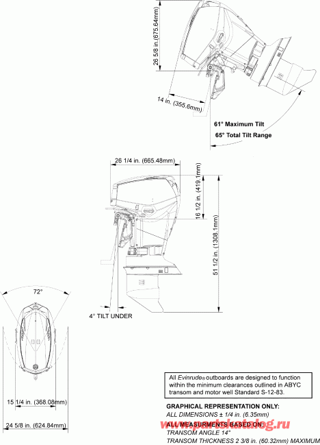 �������� ��������� ����� EVINRUDE E50DPLSEE  - ofile Drawing - ofile Drawing