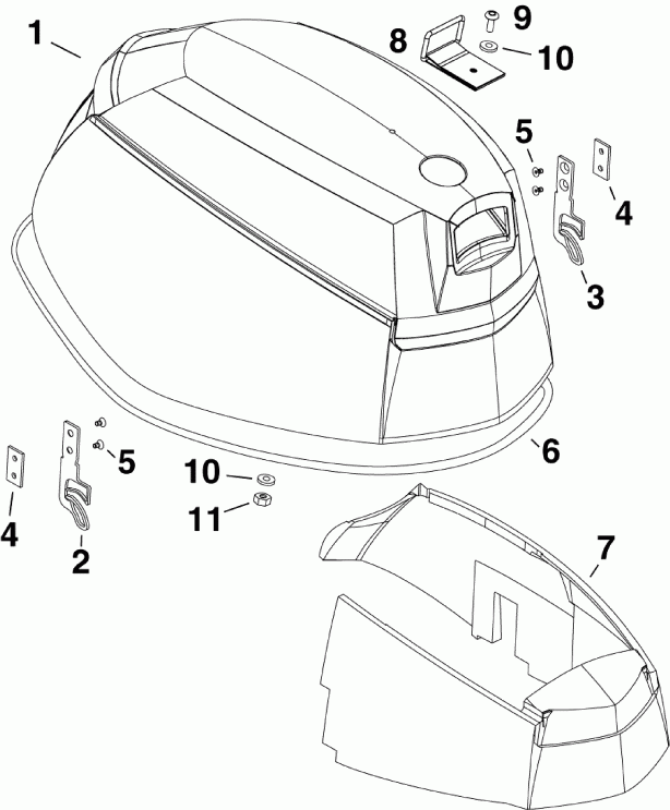 �������� ����� EVINRUDE E55MRLSER  - gine ������ / gine Cover