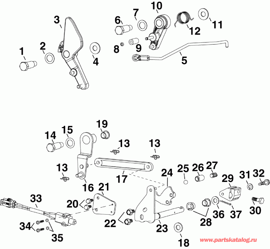 �������� ��������� ����� Evinrude E60DPLSEE  - rottle & Shift Linkage