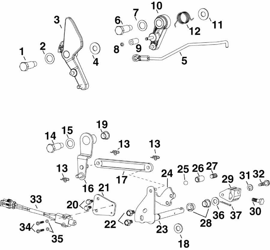 ��������� ����� EVINRUDE E60DSLSEC  - rottle & Shift Linkage - rottle & ������������� ���������