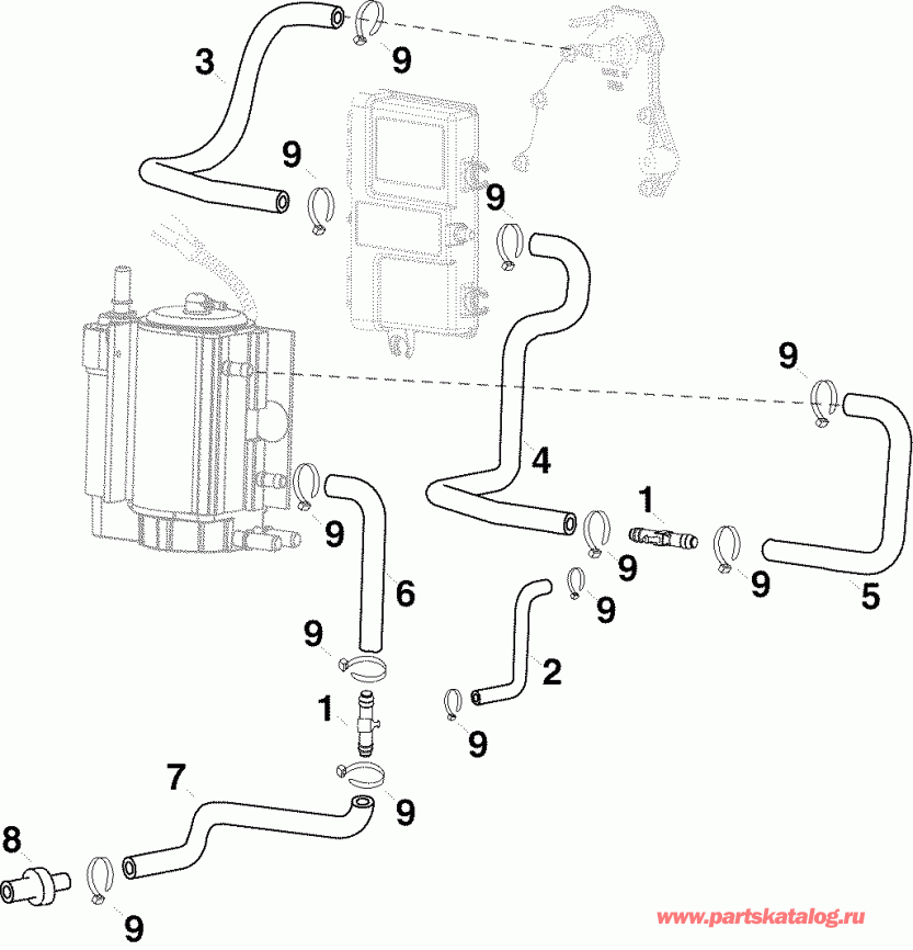  Evinrude E90WDEXSEC  - oling �����s - oling Hoses