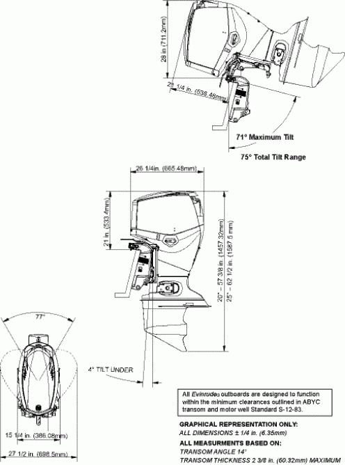 ��������� Evinrude E90WDEXSEC  - ofile Drawing / ofile Drawing