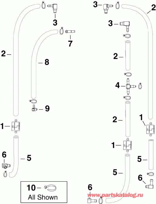 �������� ����� EVINRUDE E115DPLISM  - l Recirculation Hoses