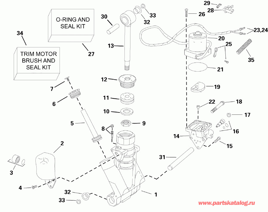   EVINRUDE E130DPXISF  - im & Tilt Hydraulic Assembly