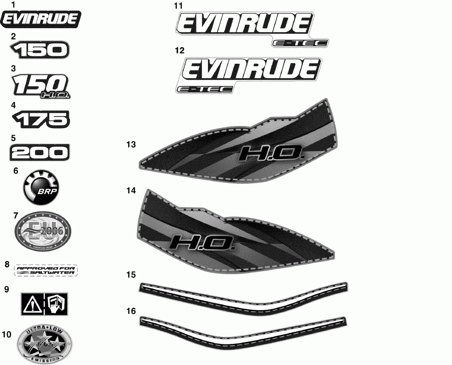  Evinrude E150DBXISF  - cals / cals