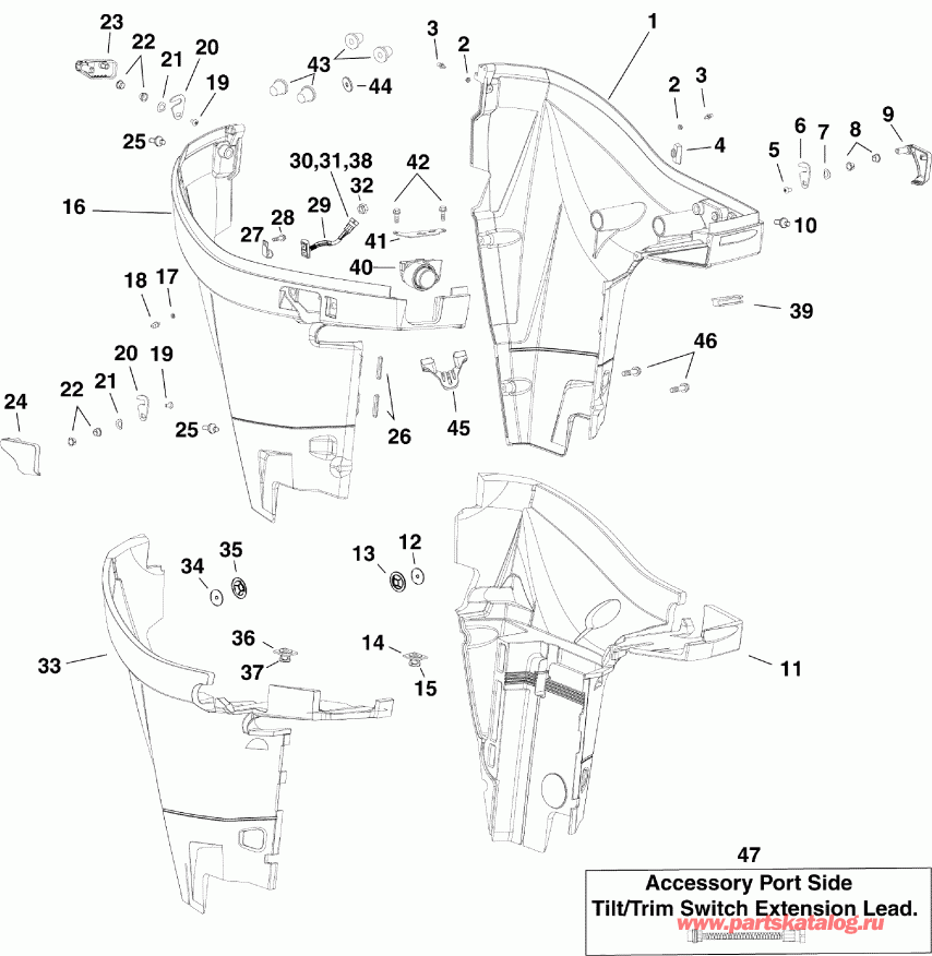 �������� ��������� ����� Evinrude E250DCZISF  - wer Engine Cover