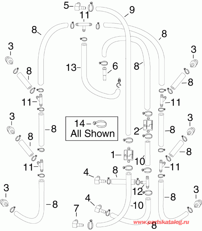 ��������� Evinrude E250DPZISF  - l Recirculation �����s / l Recirculation Hoses