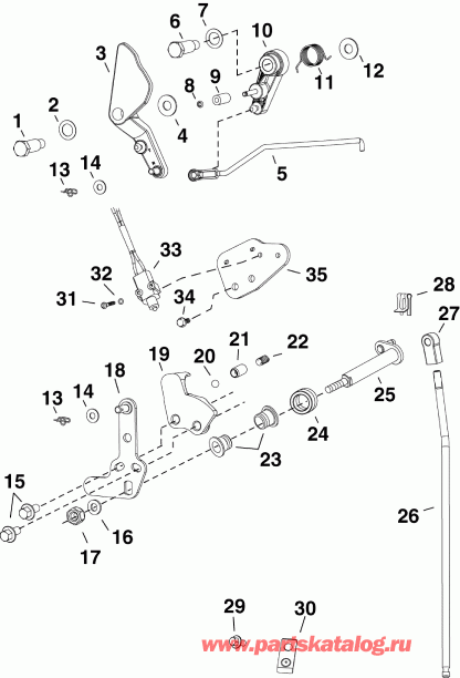 �������� ����� EVINRUDE E25DRLISC  - rottle & Shift Linkage