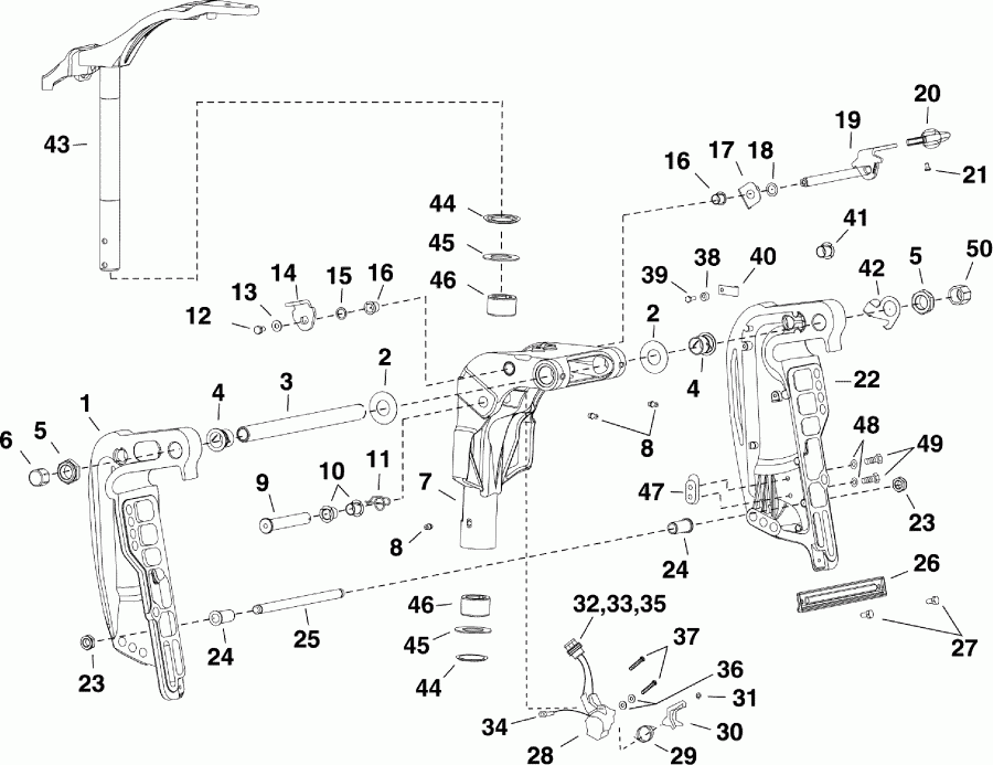 �������� ��������� ����� Evinrude E25DTLISC  - ���������� �������� / Power Tilt