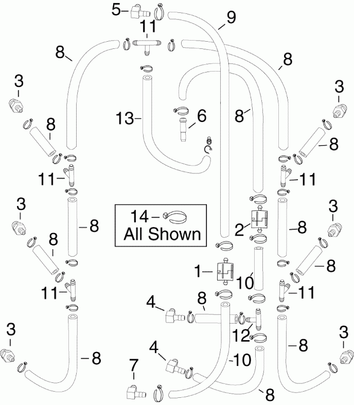 ��������� ����� EVINRUDE E300DCXISR  - l Recirculation Hoses / l Recirculation �����s