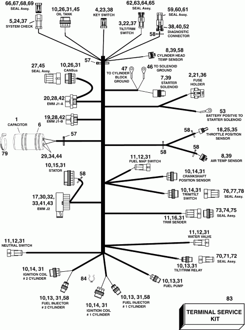 �������� ����� Evinrude E55MJRLISA  - ectrical ���� �������� / ectrical Harness