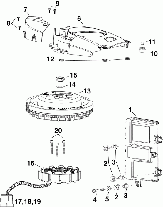 Evinrude E55MJRLISA  - m, Stator, Flywheel - m, ������, �������