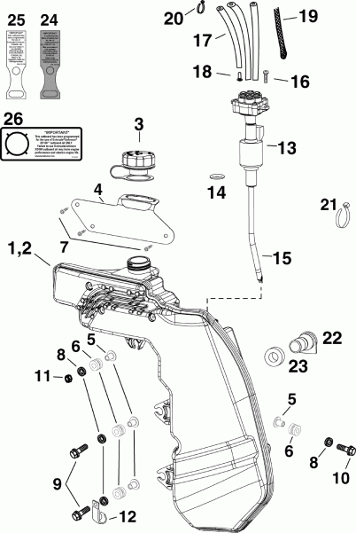 ��������� ����� Evinrude E90DPLISF  - l Tank & Pump / l Tank & �����