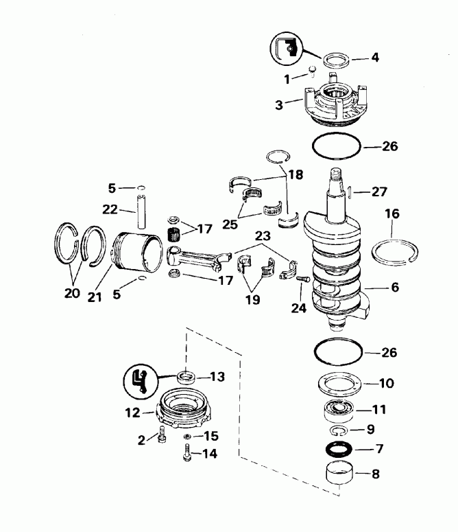 ��������� ����� Evinrude E112TSXEOC 1995  - ankshaft & Piston