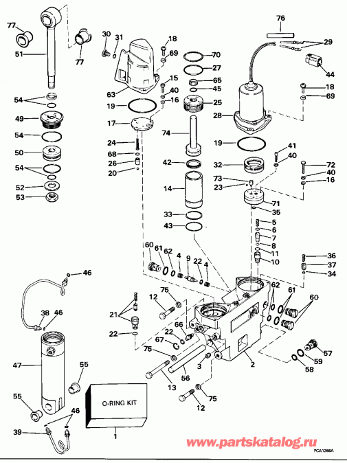 ��������� ��������� EVINRUDE E112TSXEOC 1995  - wer Trim / tilt Hydraulic Assembly