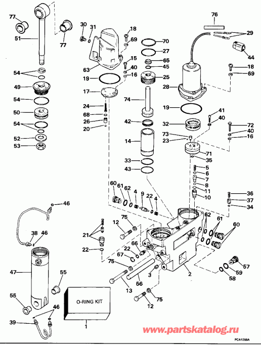 ��������� ��������� EVINRUDE E115JKLEOC 1995  - wer Trim / tilt Hydraulic Assembly / wer Trim/tilt Hydraulic Assembly